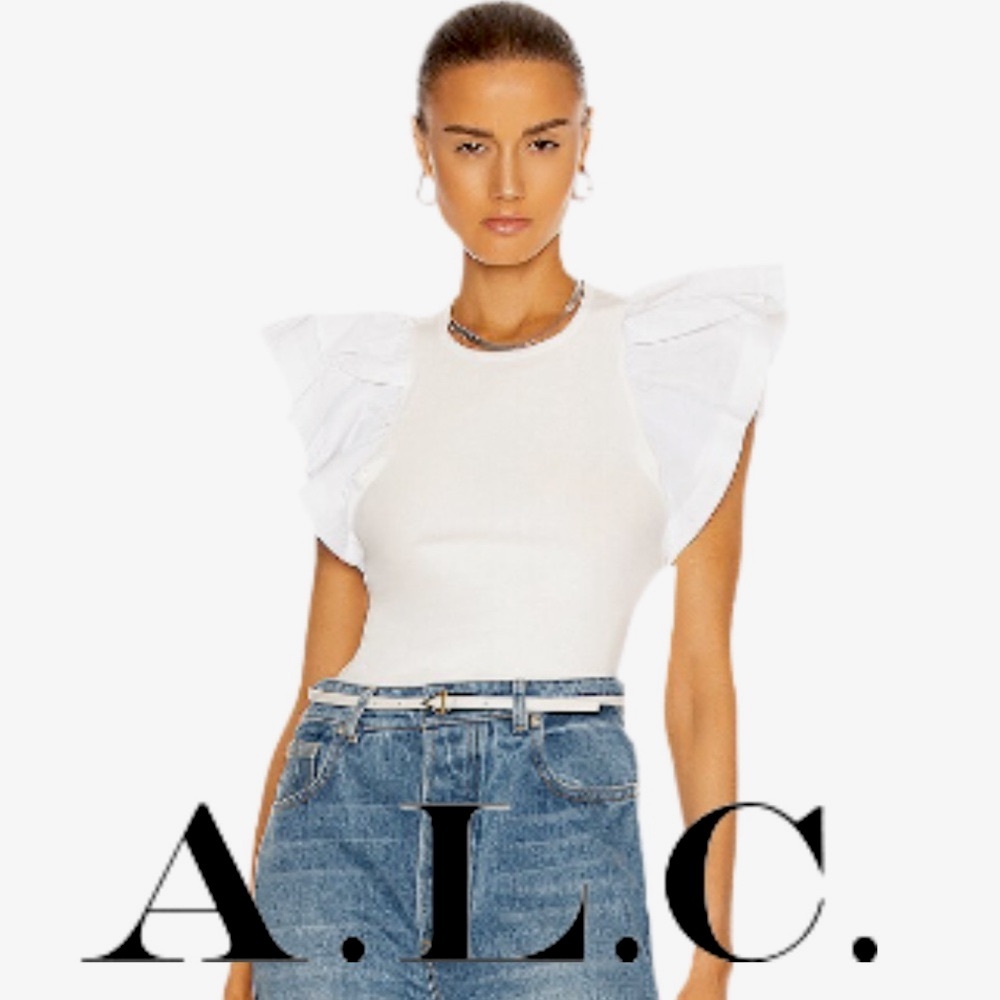 A.L.C. | NWT White Lucinda Ruffle Sleeve Cotton Tee Summer Easter Vacation Beach